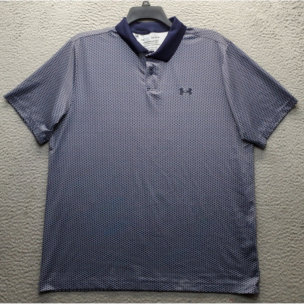 Under Armour The Performance Golf Polo Shirt Men L Multi Hexagon Pattern Popover